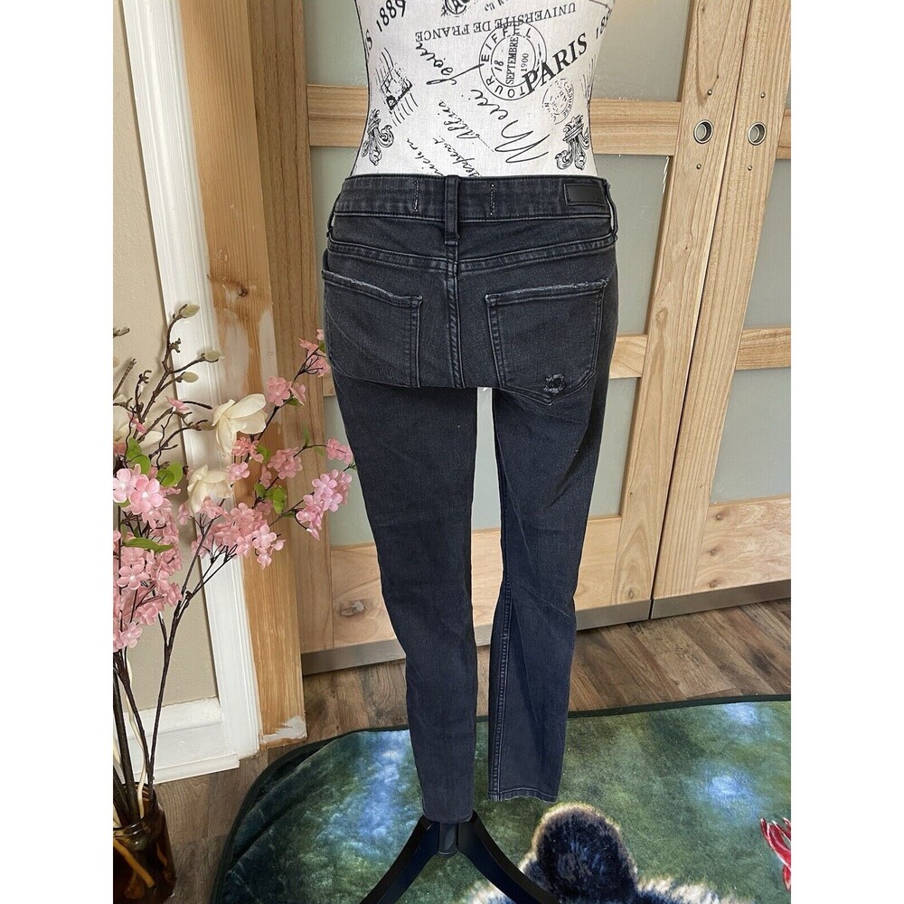 Abercrombie & Fitch Legging Jeans Black Distressed Mid Rise Skinny Size 25R - Picture 6 of 9